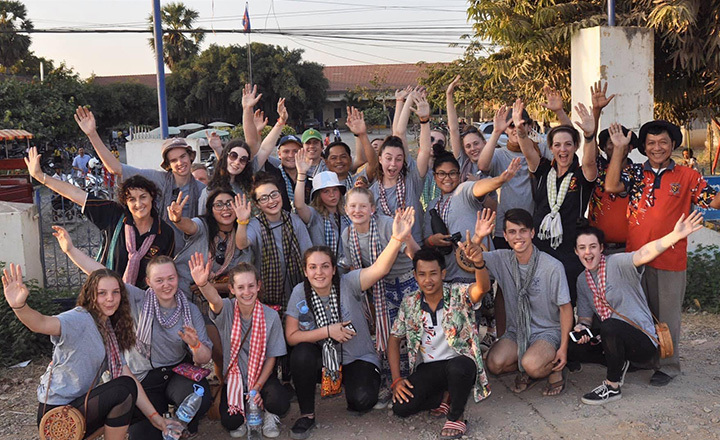 Trinity College students during recent Trinity2Cambodia trip working with NGO