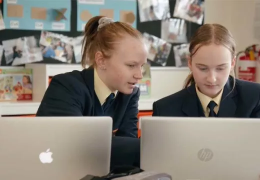Two Trinity College students participating in Creating Virtual Worlds for Learning
