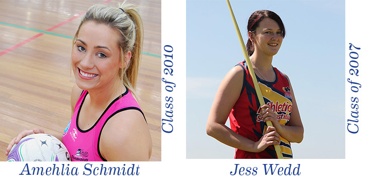 Sporting Hall of Fame achievers Amehlia Schmit and Jess Wedd.