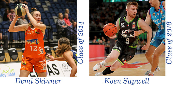 Trinity College Bastetball achievers Demi Skinner and Koen Sapwell