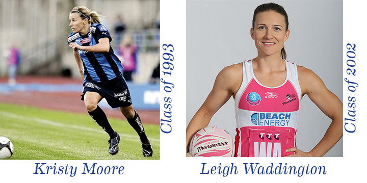 Sporting Hall of Fame achievers Kristy Moore and Leigh Waddington.