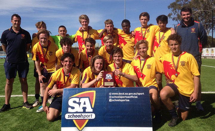 Year 6 to 12 Trinity College Soccer team 2018 Year 10 A Open Boys State Champions.