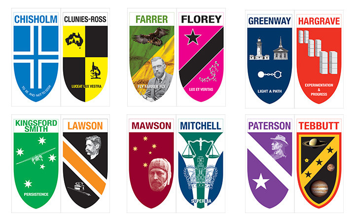 Trinity College South house logos
