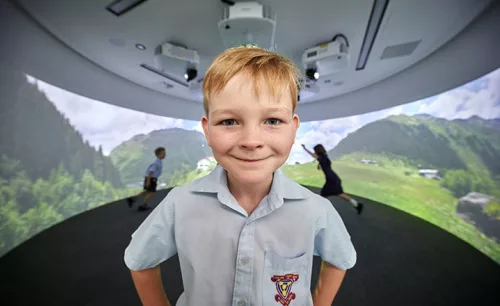 Student in Trinity Innovation & Creativity School VR room