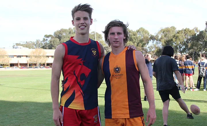 Football Medalists Trinity College Hudson Cole & St Michael's Zac Buck.