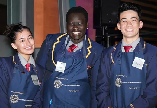 Student volunteers at the 2023 Trinity College Foundation annual fundraising dinner.