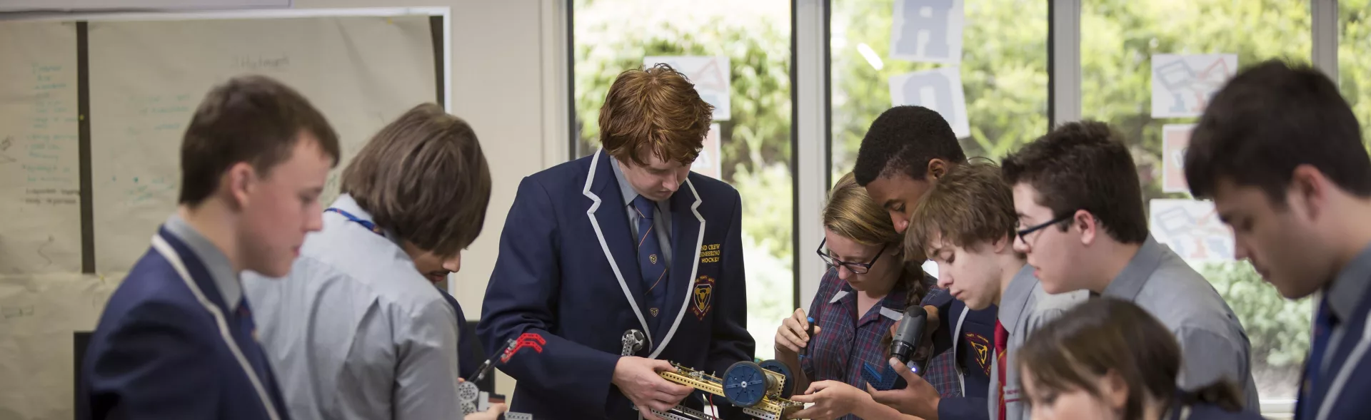 Trinity College students robotics class
