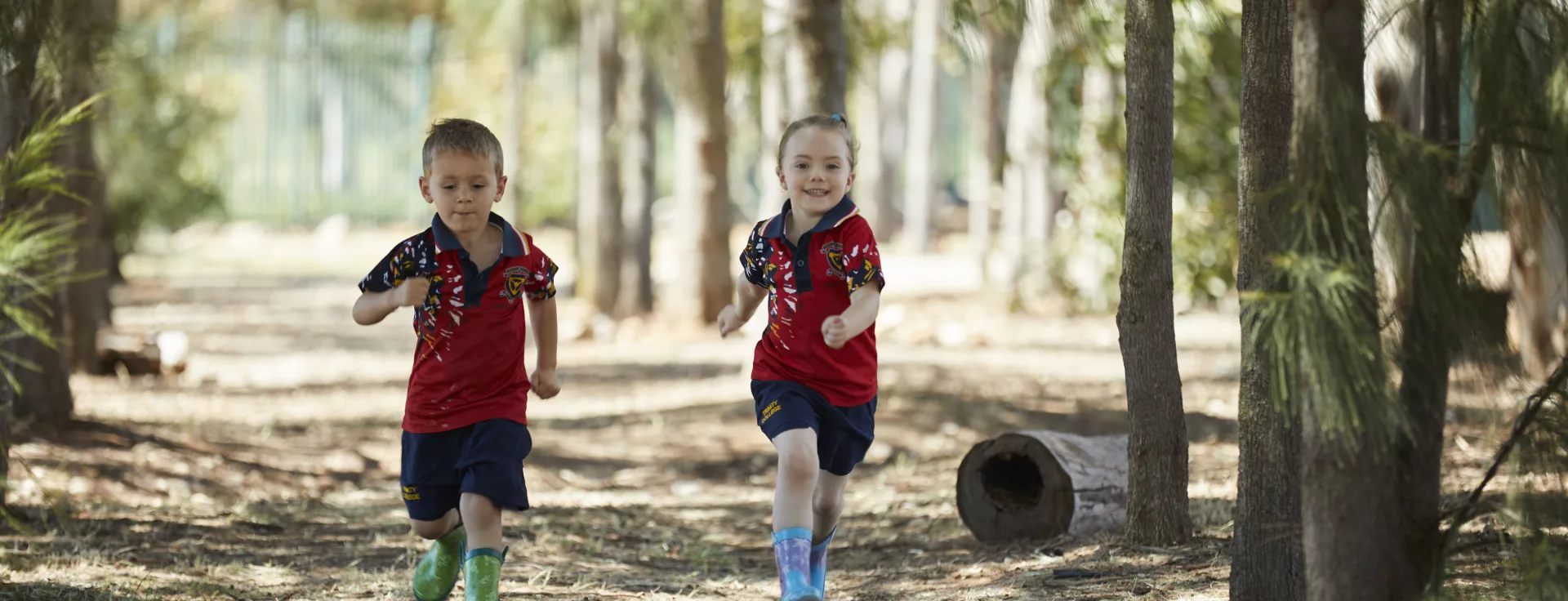 Trinity Montessori students running outside