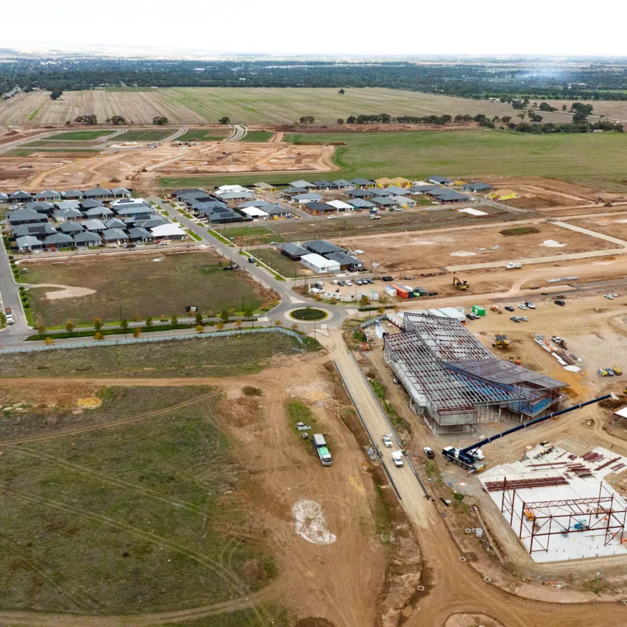 Trinity College Roseworthy construction wide aerial view