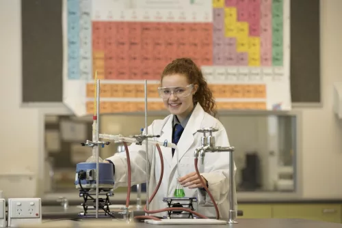 Female chemistry student