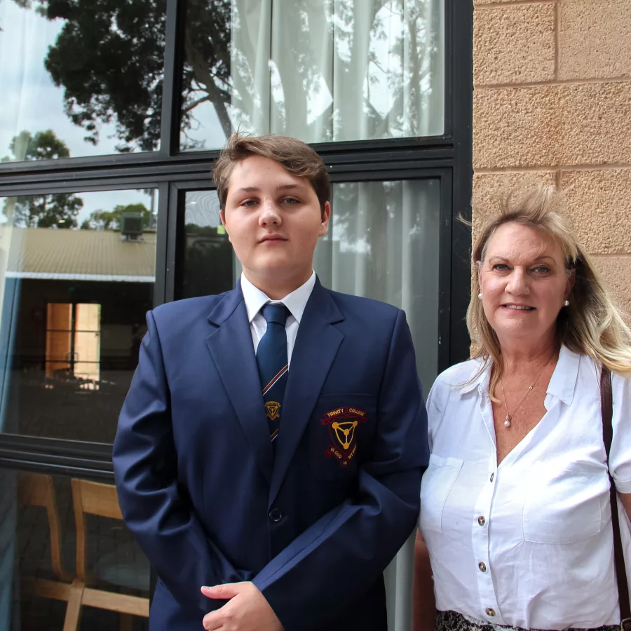 Mother & Son 2023 Welcome to New Trinity College Students.
