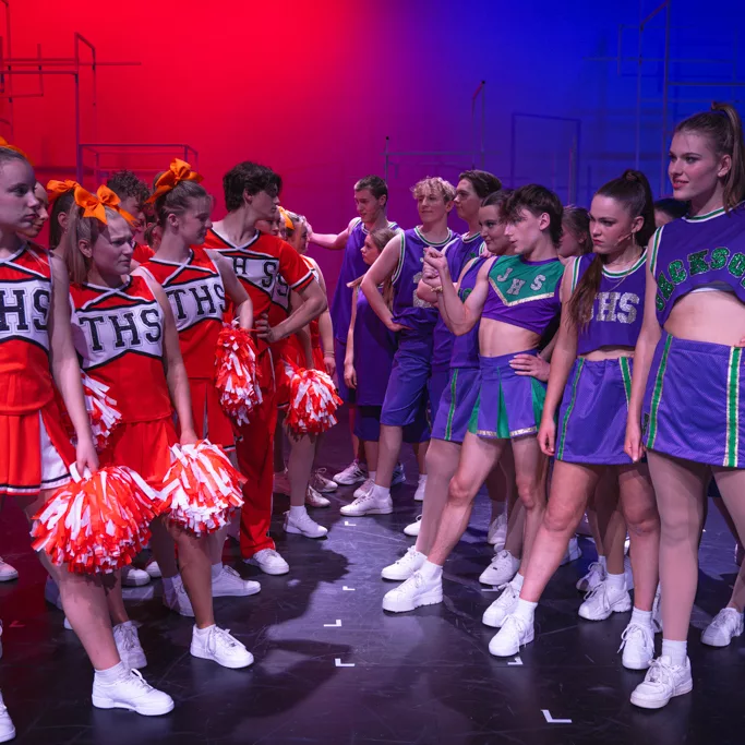 Trinity College Musical “Bring it On” performers during a standoff