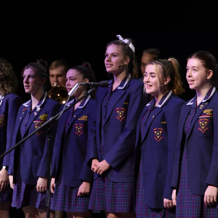 Row of female Trinity Gardens students during the marnkutyi parirna theatre opening