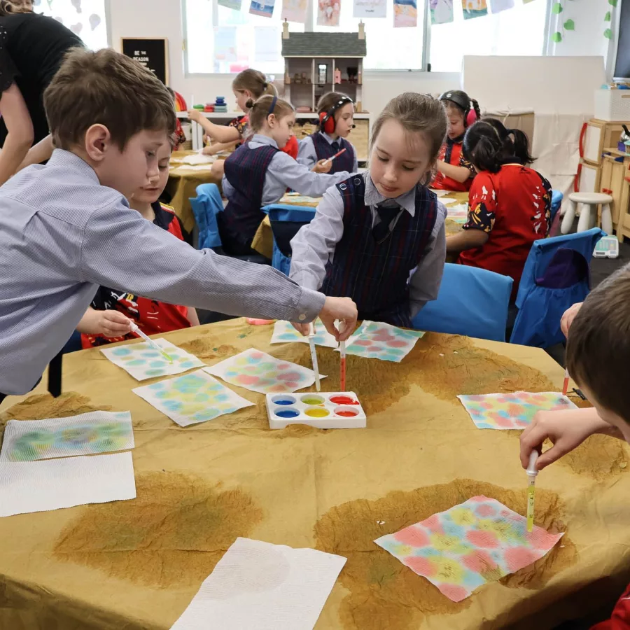 Students painting during Learning Despositions at Gawler River